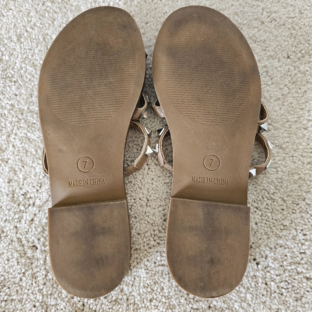 Steve Madden Tan Silver Embellished Sandals Size‎ 7 - Picture 5 of 5